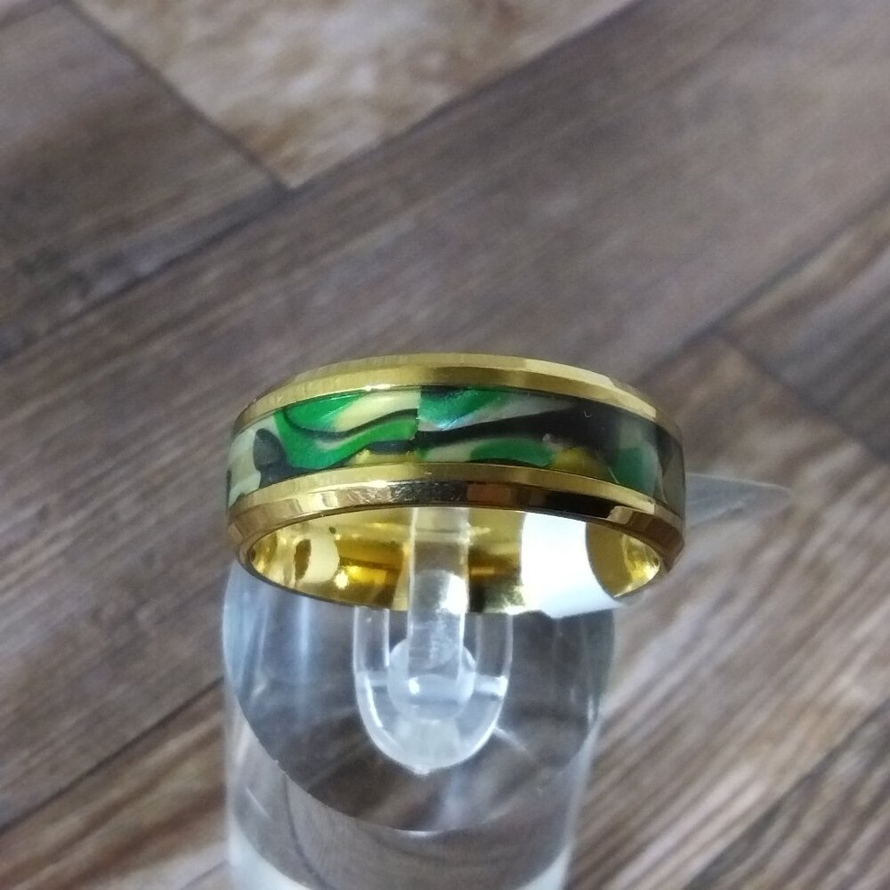 New Size 11, 8 mm Band Gold Stainless Steel-8 mm Band Gold-Teal Multi Color